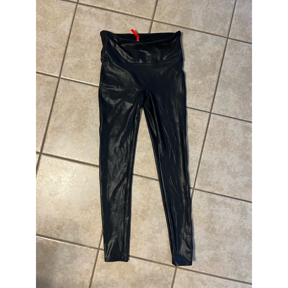 Women's Spanx Faux Leather Leggings Size M Black